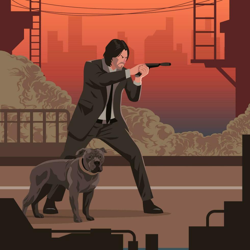 An Agent and His Dog vector