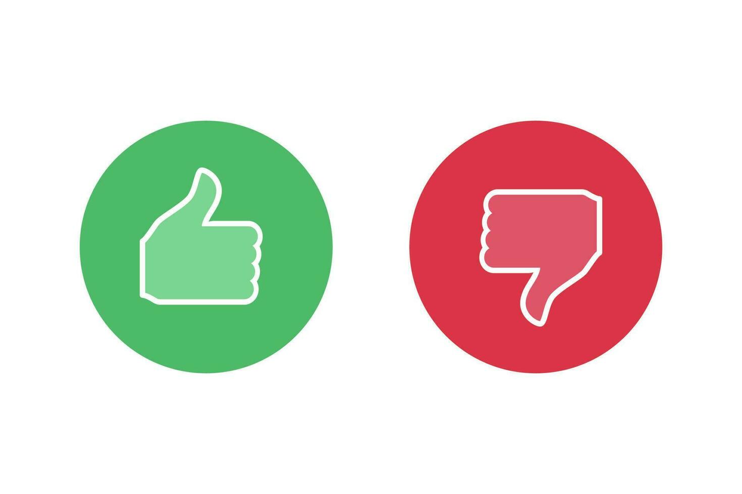 Like and dislike icon inside green and red circle. vector