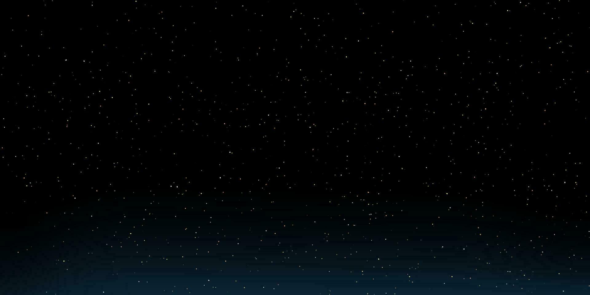 Starry dark night sky with bright stars. vector