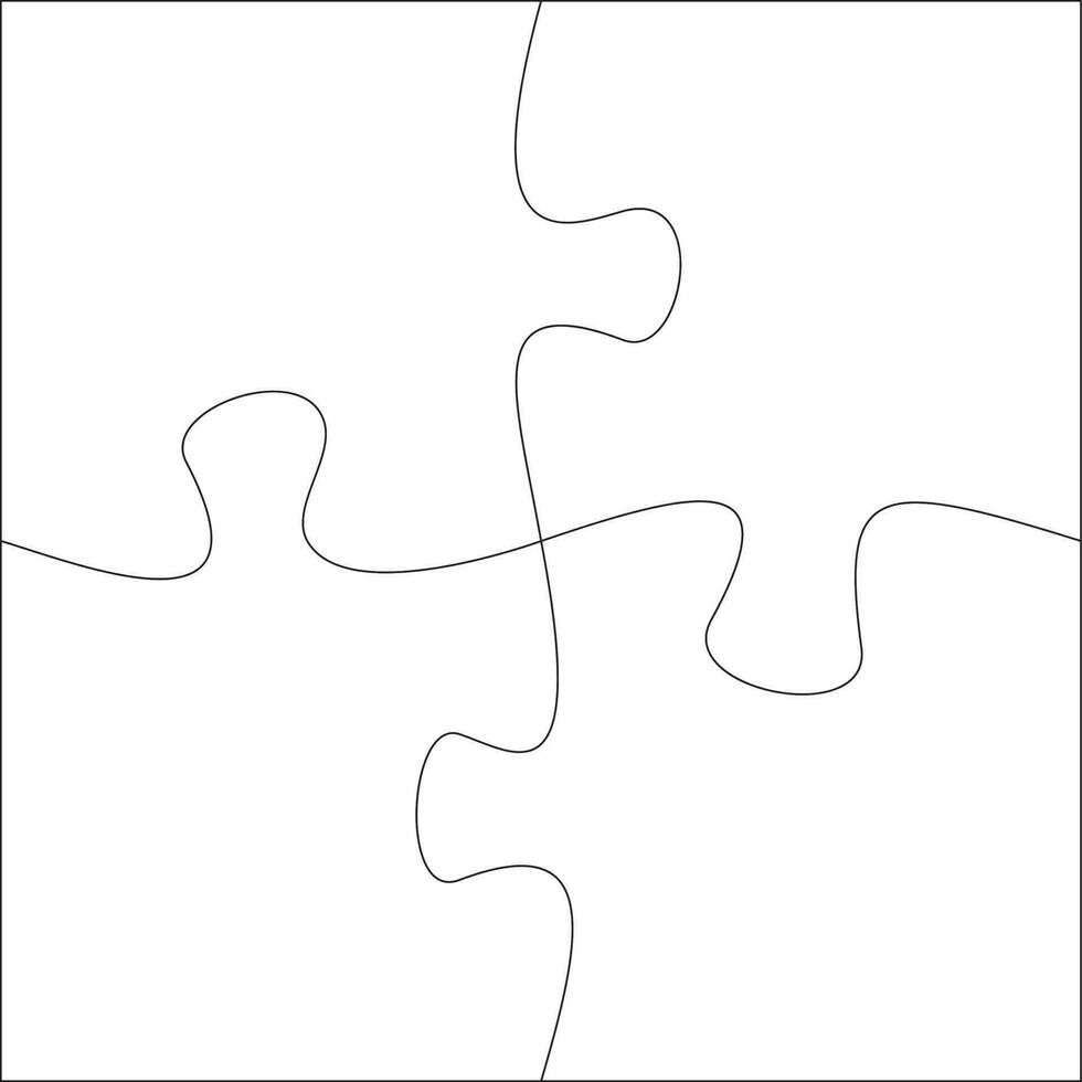 Jigsaw pieces template. Four jigsaw puzzle parts 23547763 Vector Art at ...