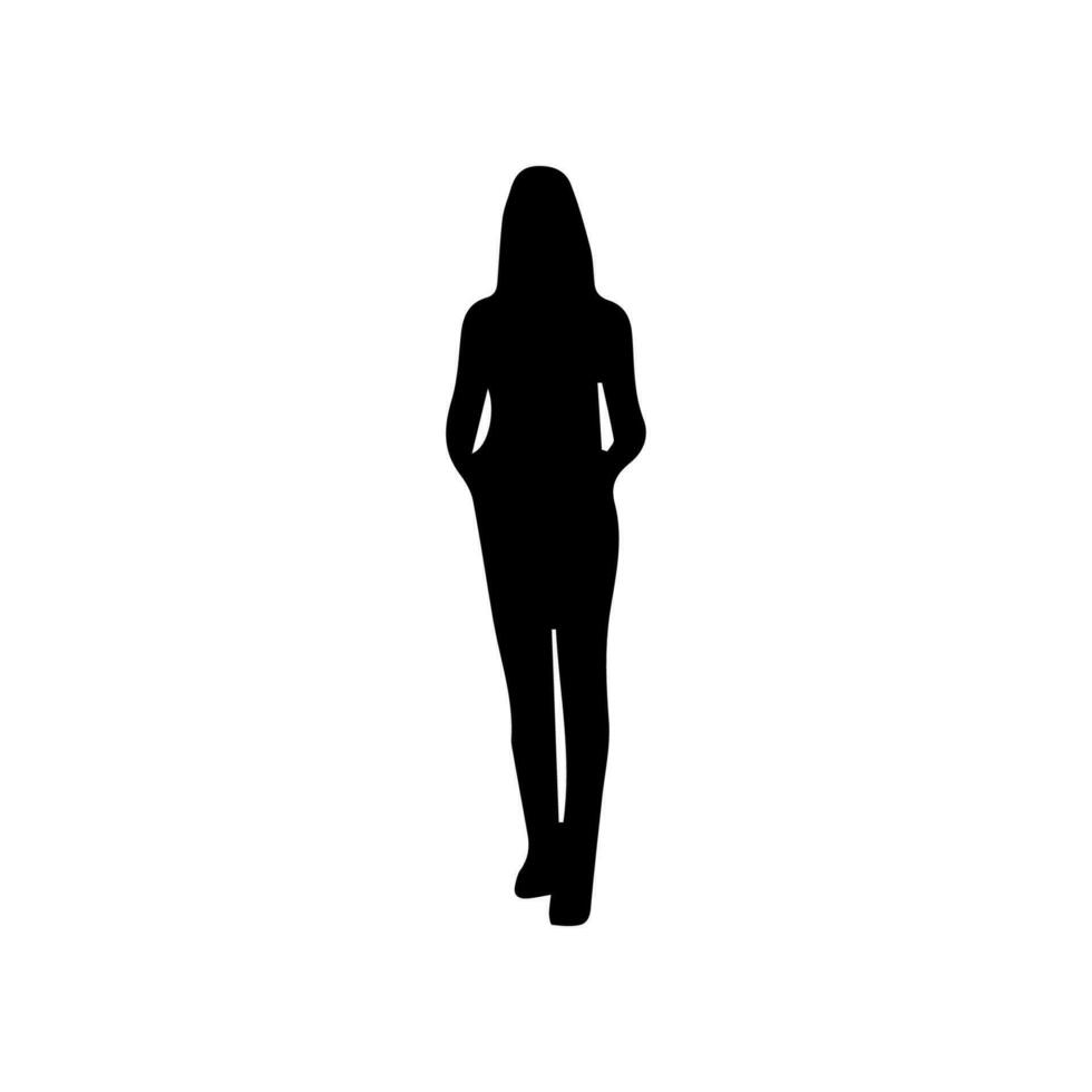 Vector silhouette woman standing