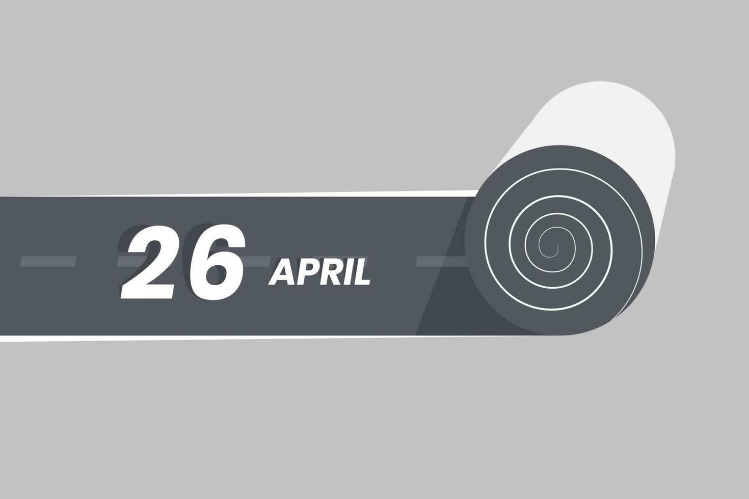 April 26 calendar icon rolling inside the road. 26 April Date Month icon vector illustrator.