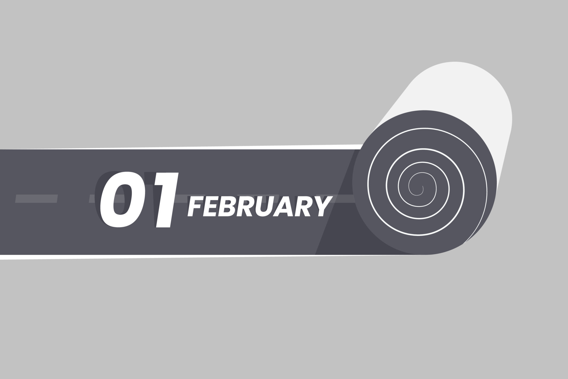 February 1 calendar icon rolling inside the road. 1 February Date Month icon vector illustrator