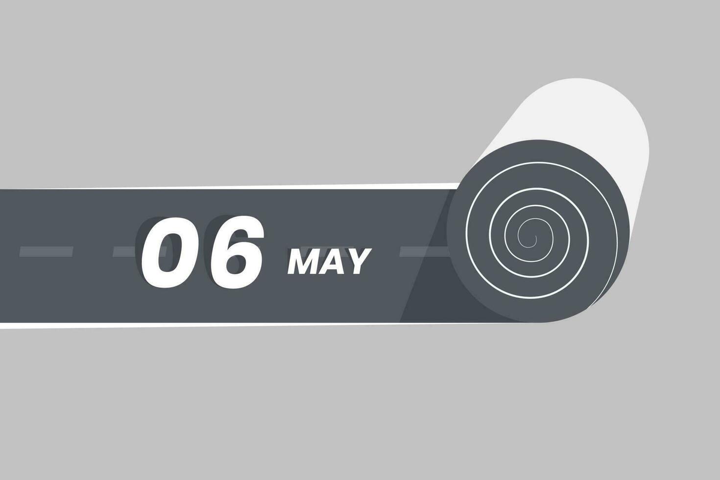 May 6 calendar icon rolling inside the road. 6 May Date Month icon vector illustrator.