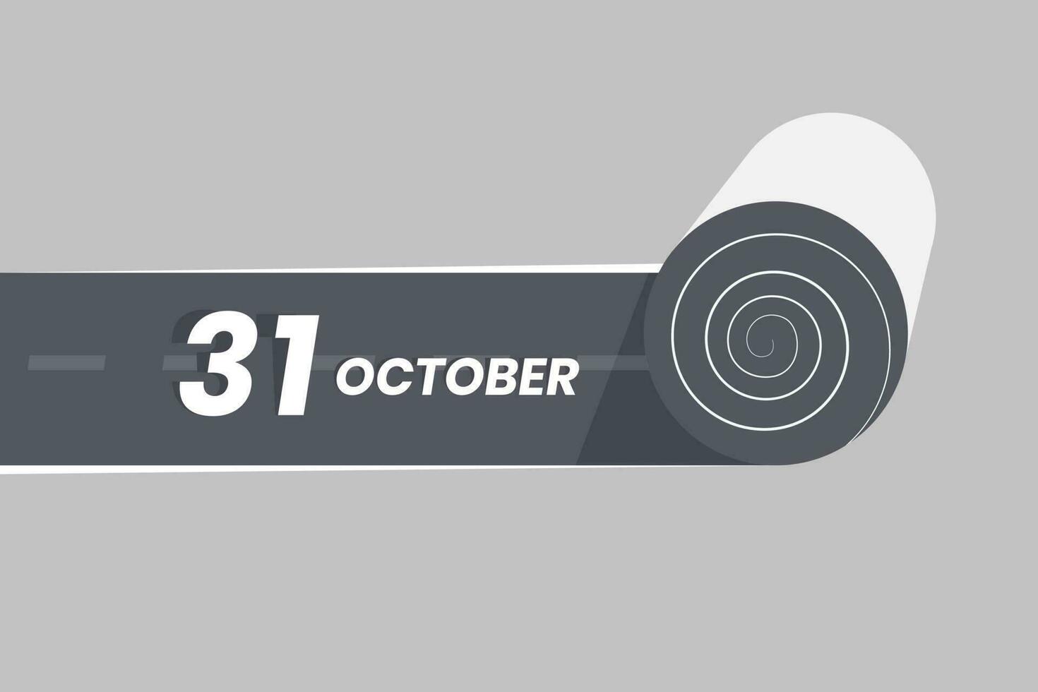 October 31 calendar icon rolling inside the road. 31 October Date Month icon vector illustrator.