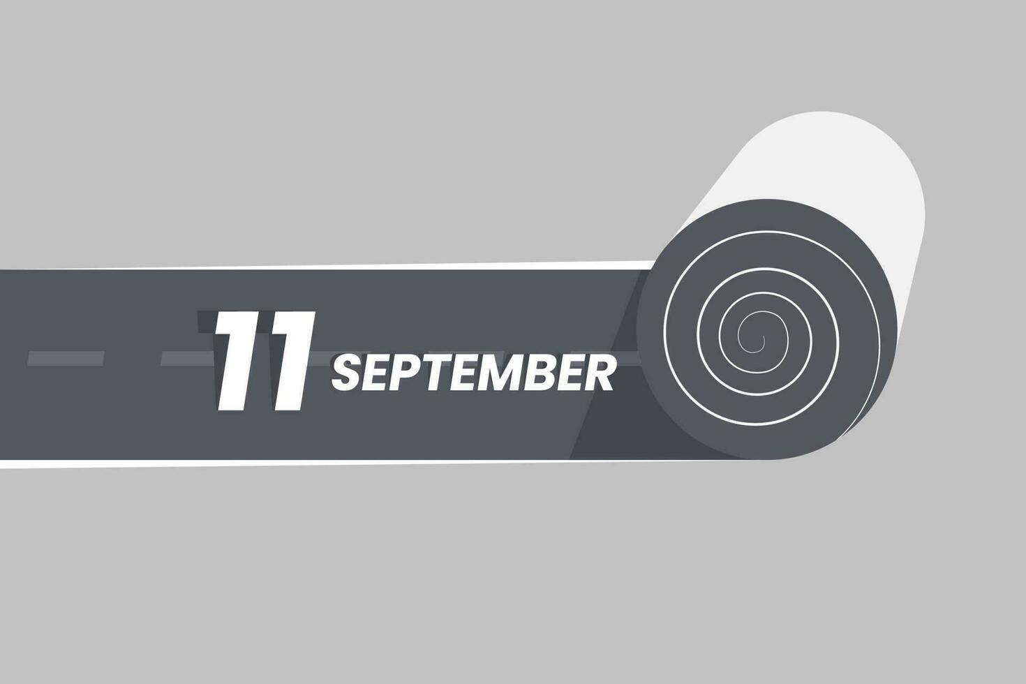 September 11 calendar icon rolling inside the road. 11 September Date Month icon vector illustrator.