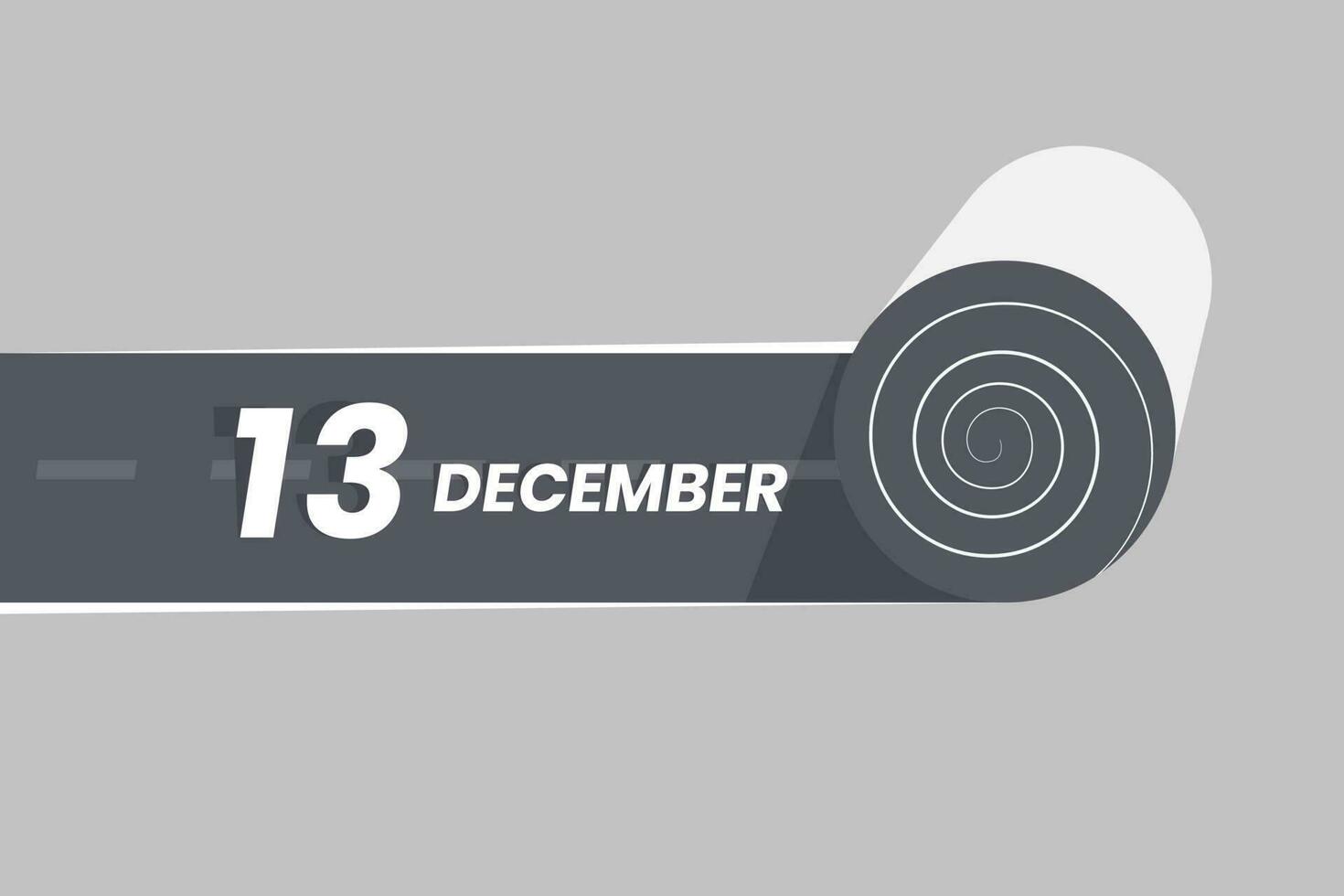 December 13 calendar icon rolling inside the road. 13 December Date Month icon vector illustrator.