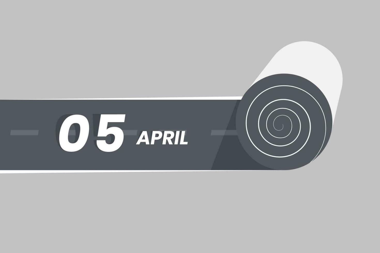 April 5 calendar icon rolling inside the road. 5 April Date Month icon vector illustrator.