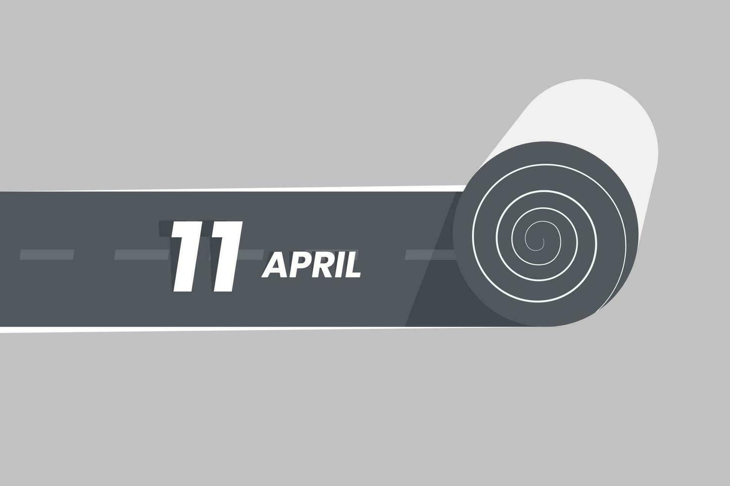 April 11 calendar icon rolling inside the road. 11 April Date Month icon vector illustrator.