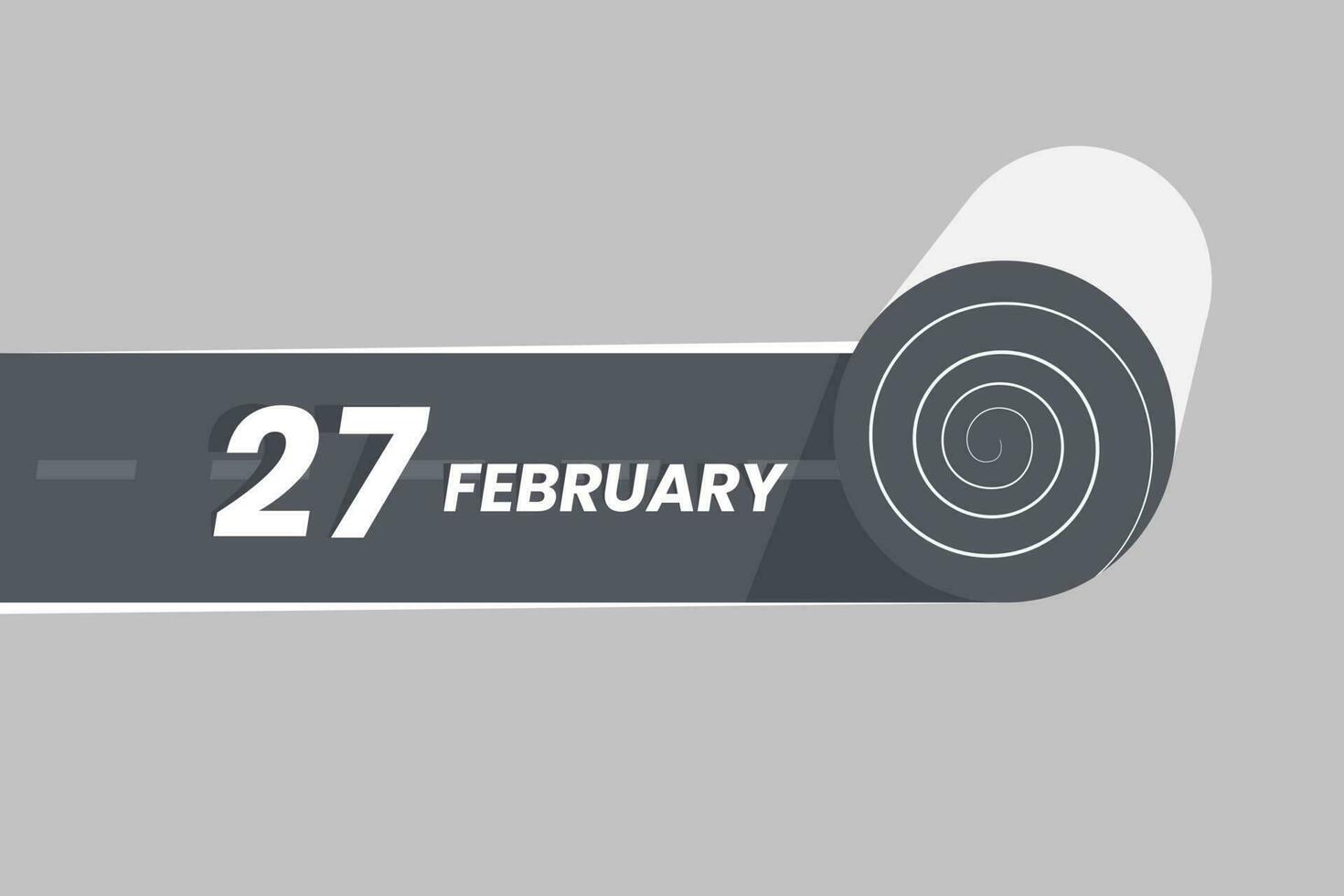 February 27 calendar icon rolling inside the road. 27 February Date Month icon vector illustrator.