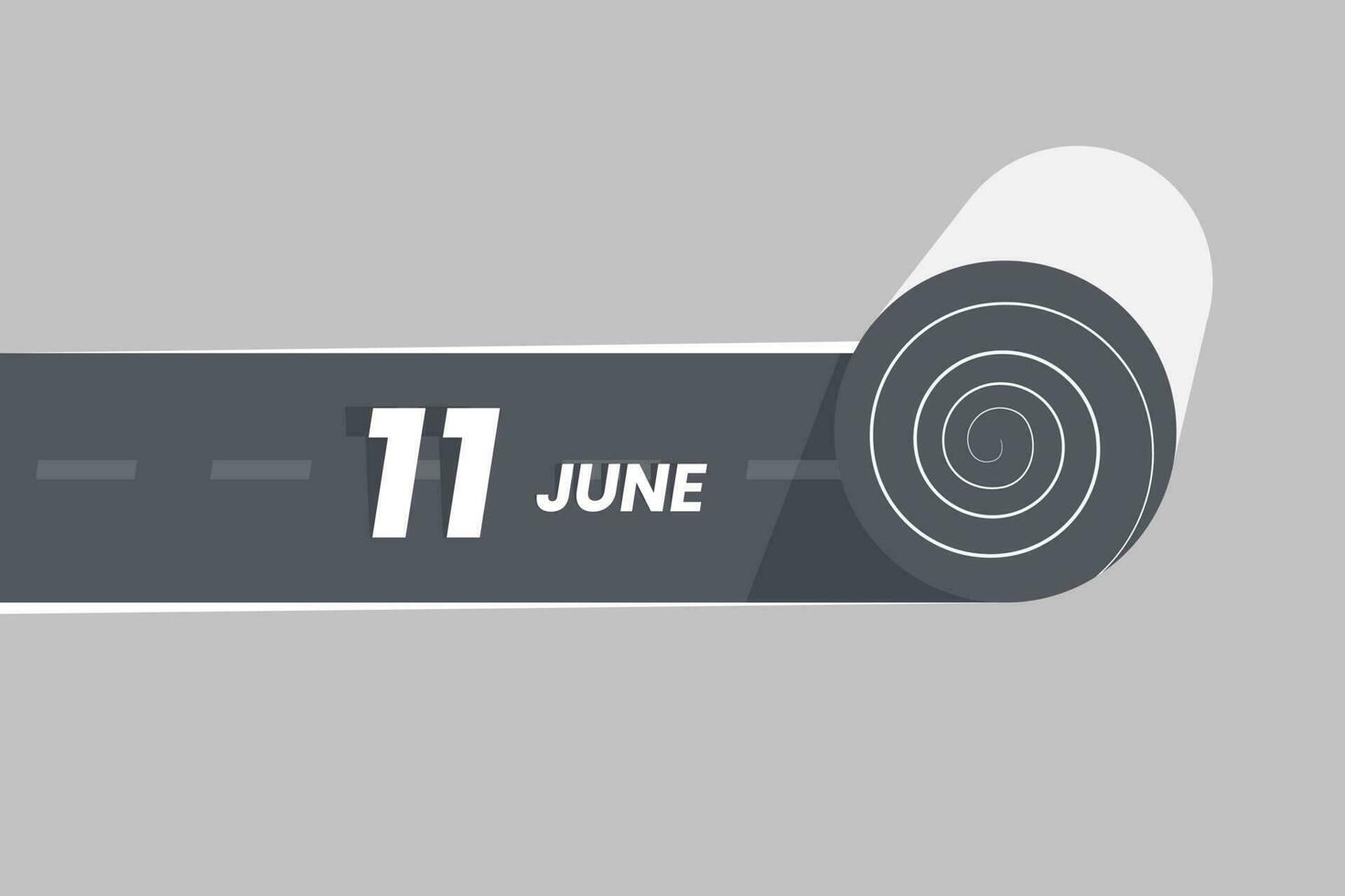 June 11 calendar icon rolling inside the road. 11 June Date Month icon vector illustrator.