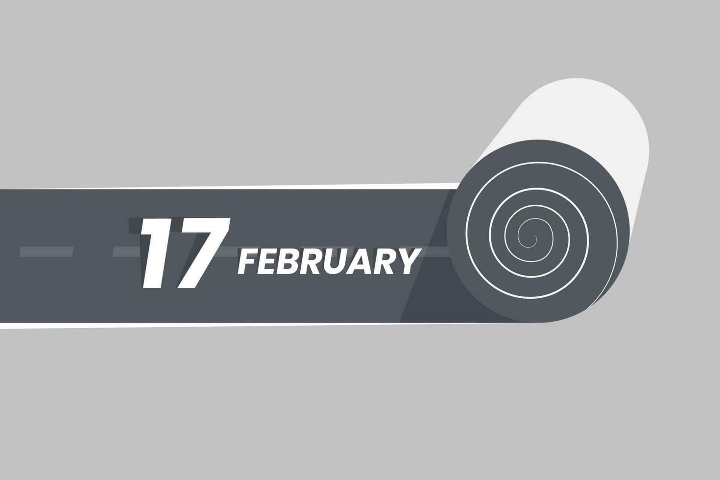 February 17 calendar icon rolling inside the road. 17 February Date Month icon vector illustrator.