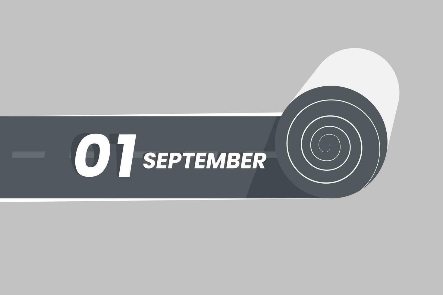 September 1 calendar icon rolling inside the road. 1 September Date Month icon vector illustrator.
