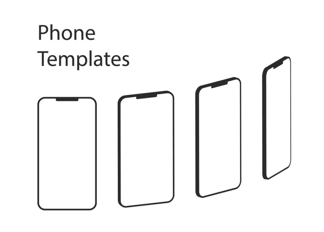 Four frameless cell phone templates on white background vector