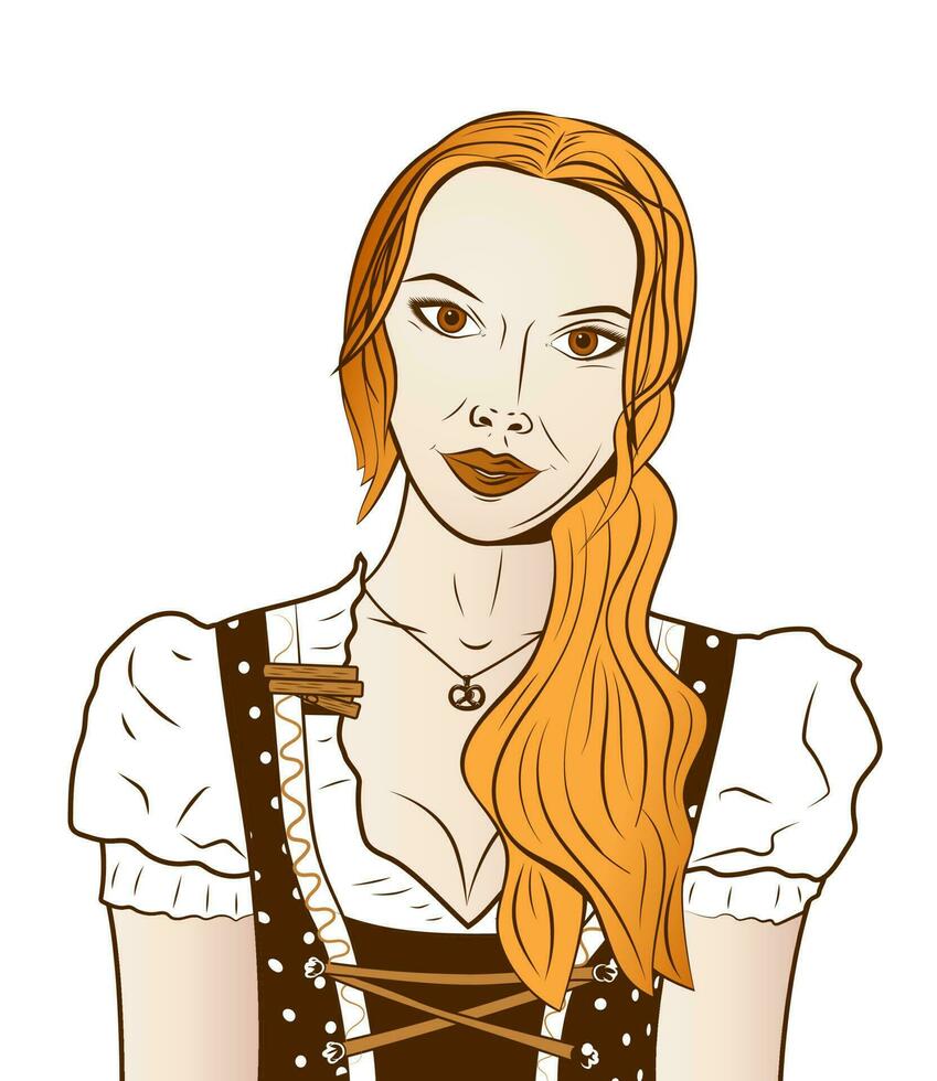 Oktoberfest waitress in dirndl vector