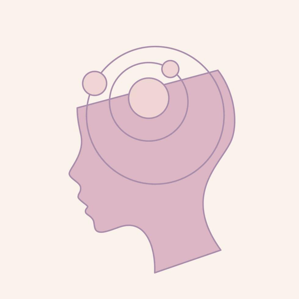 Female head silhouette with the sun inside. vector