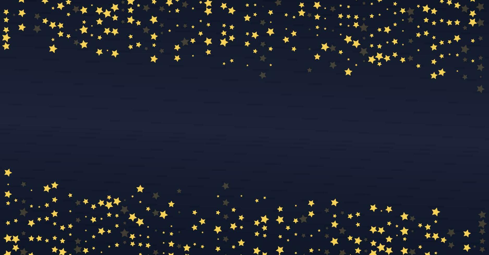 Magic stars on the night sky. Rain of golden stars vector