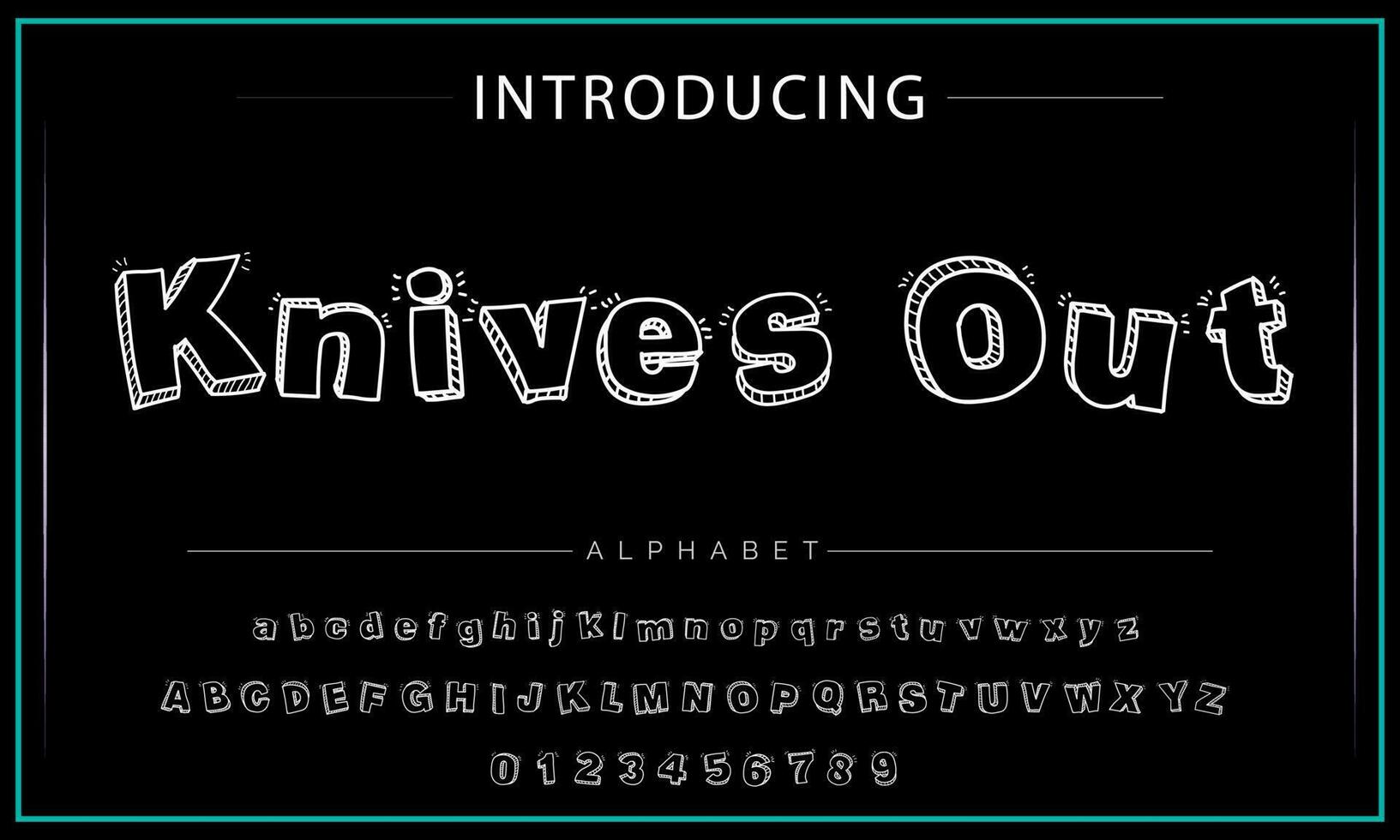 Playful style font design, childish alphabet letters and numbers vector illustration
