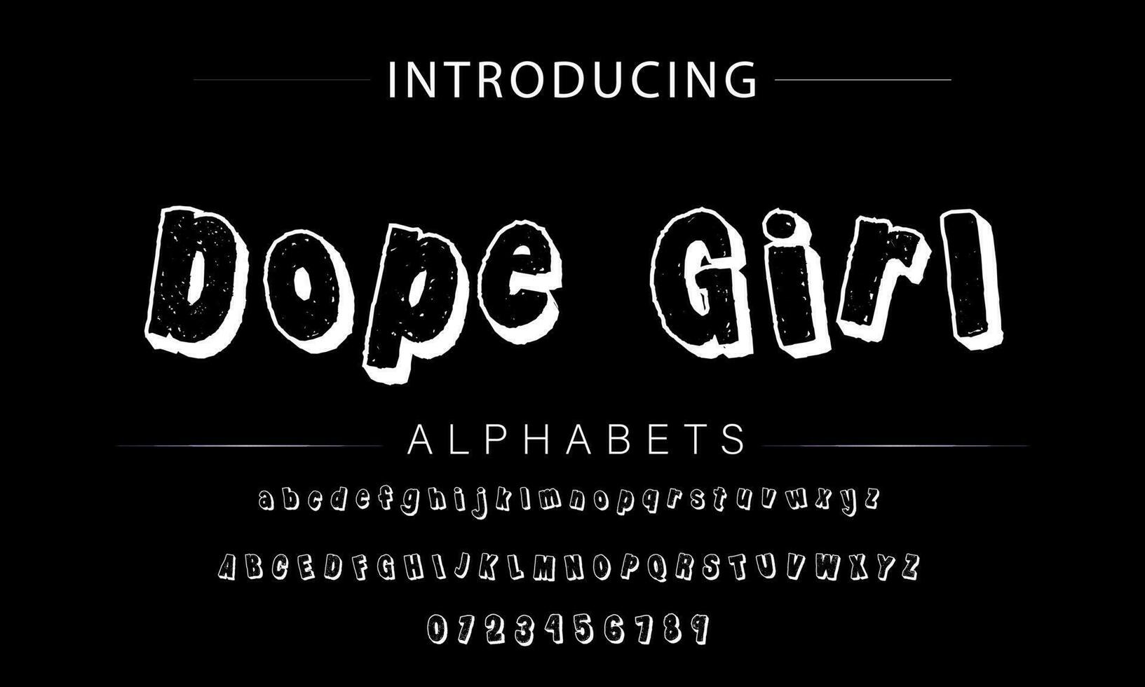 Playful style font design, childish alphabet letters and numbers vector illustration