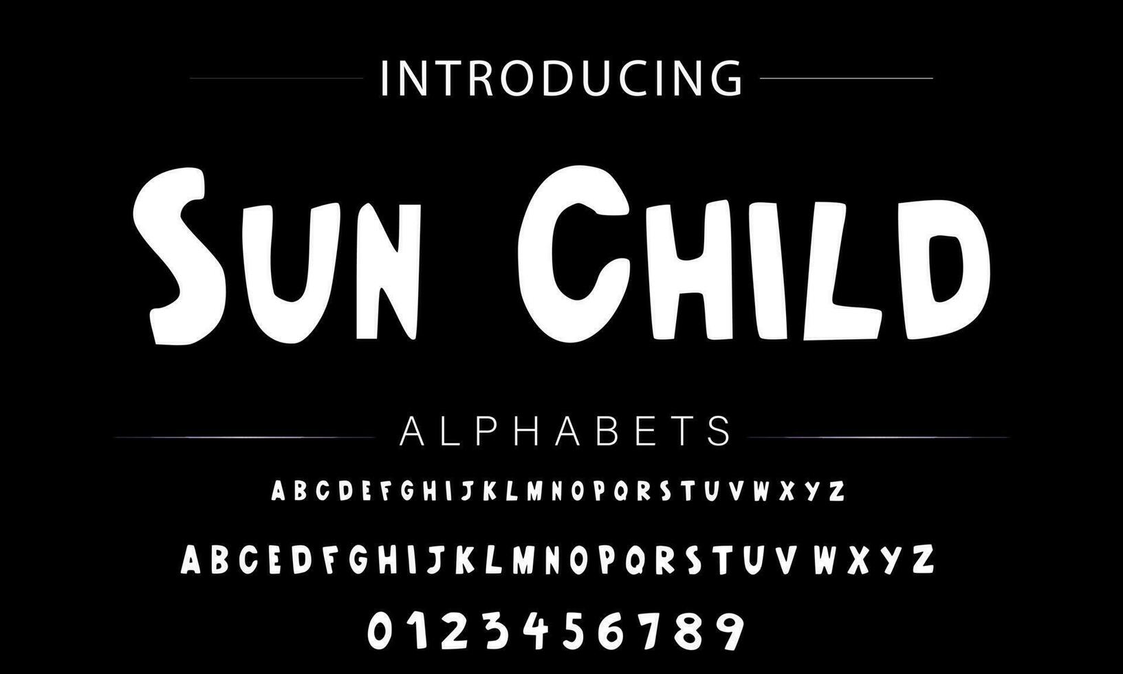 Playful style font design, childish alphabet letters and numbers vector illustration