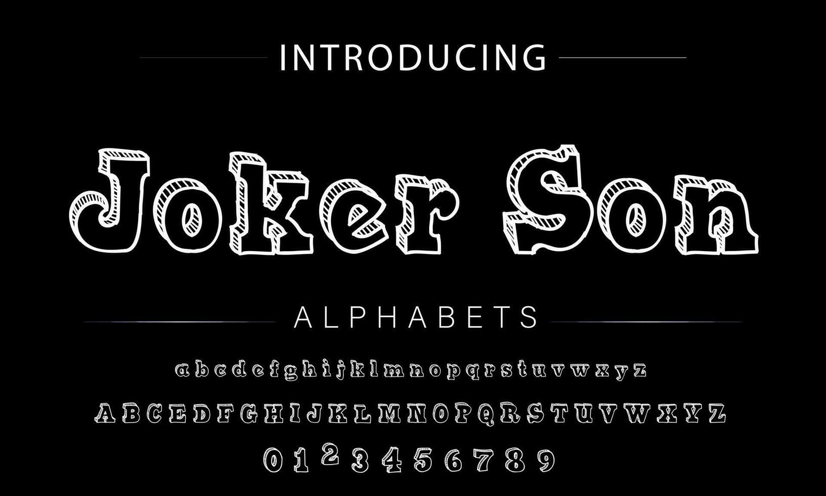 Playful style font design, childish alphabet letters and numbers vector illustration