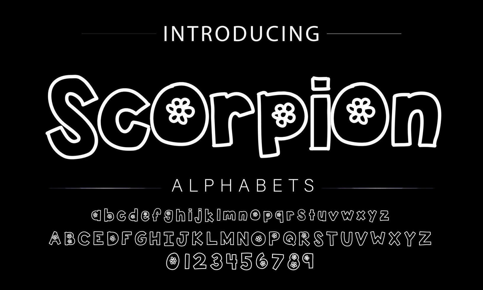 Playful style font design, childish alphabet letters and numbers vector illustration