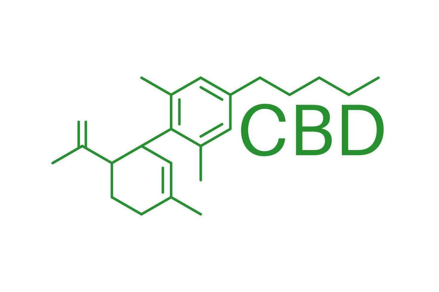 CBD molecule formula. Cannabidiol formula. Chemical molecule. vector