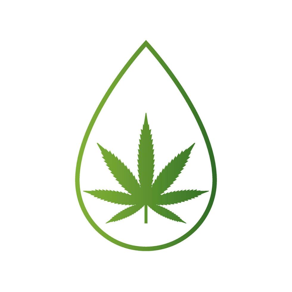 Medical cannabis, hemp inside drop. CBD oil logo. vector