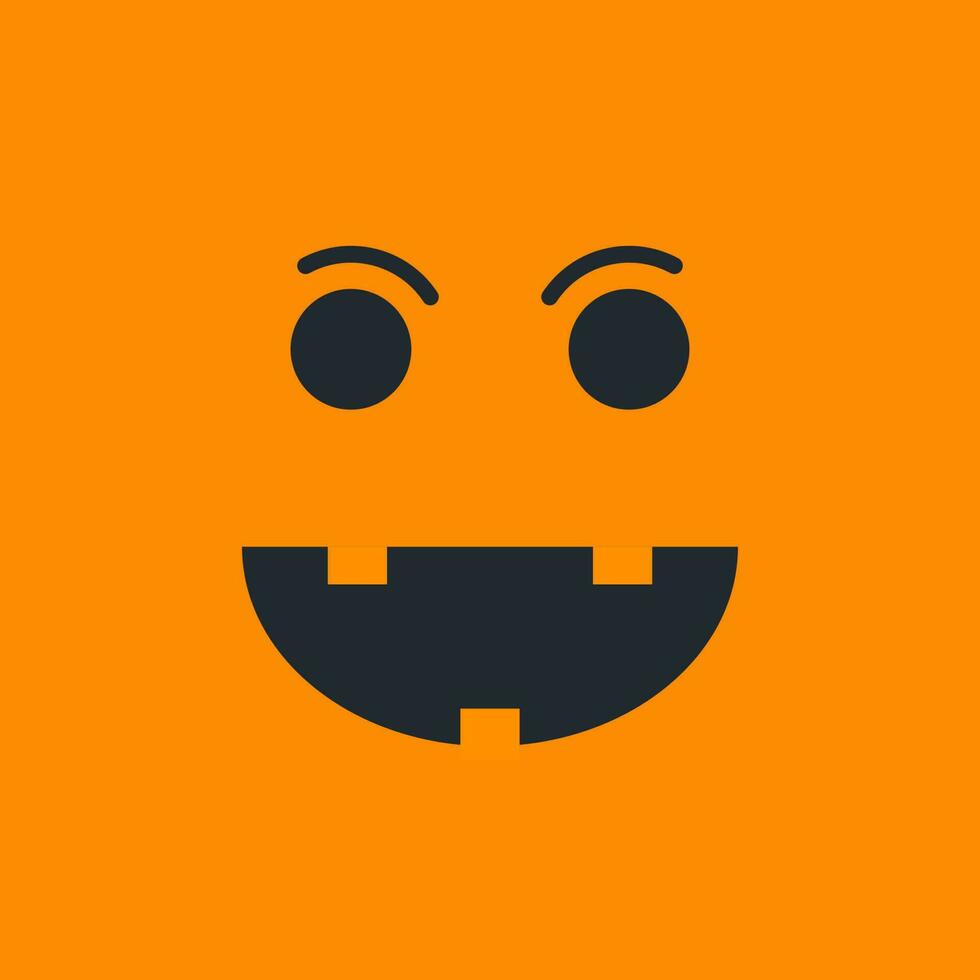 Halloween pumpkin or monster emoji on orange background vector