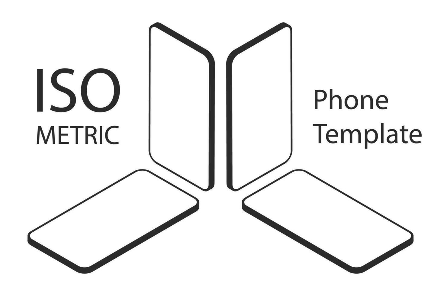 Isometric frameless cell phone templates on white background vector