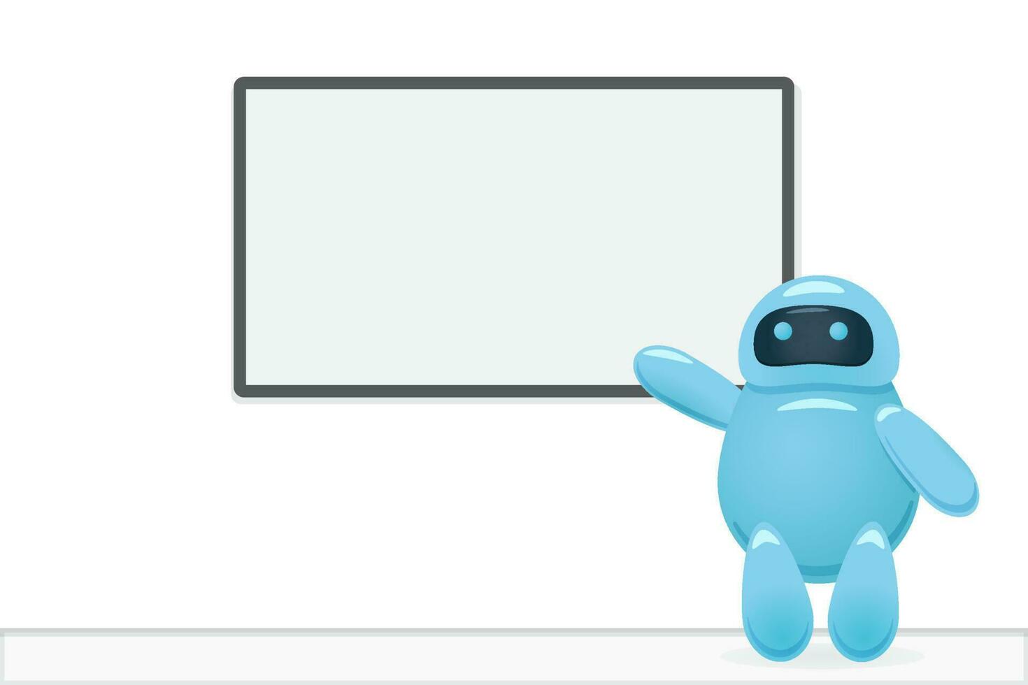 Robot presenting training course on the board vector