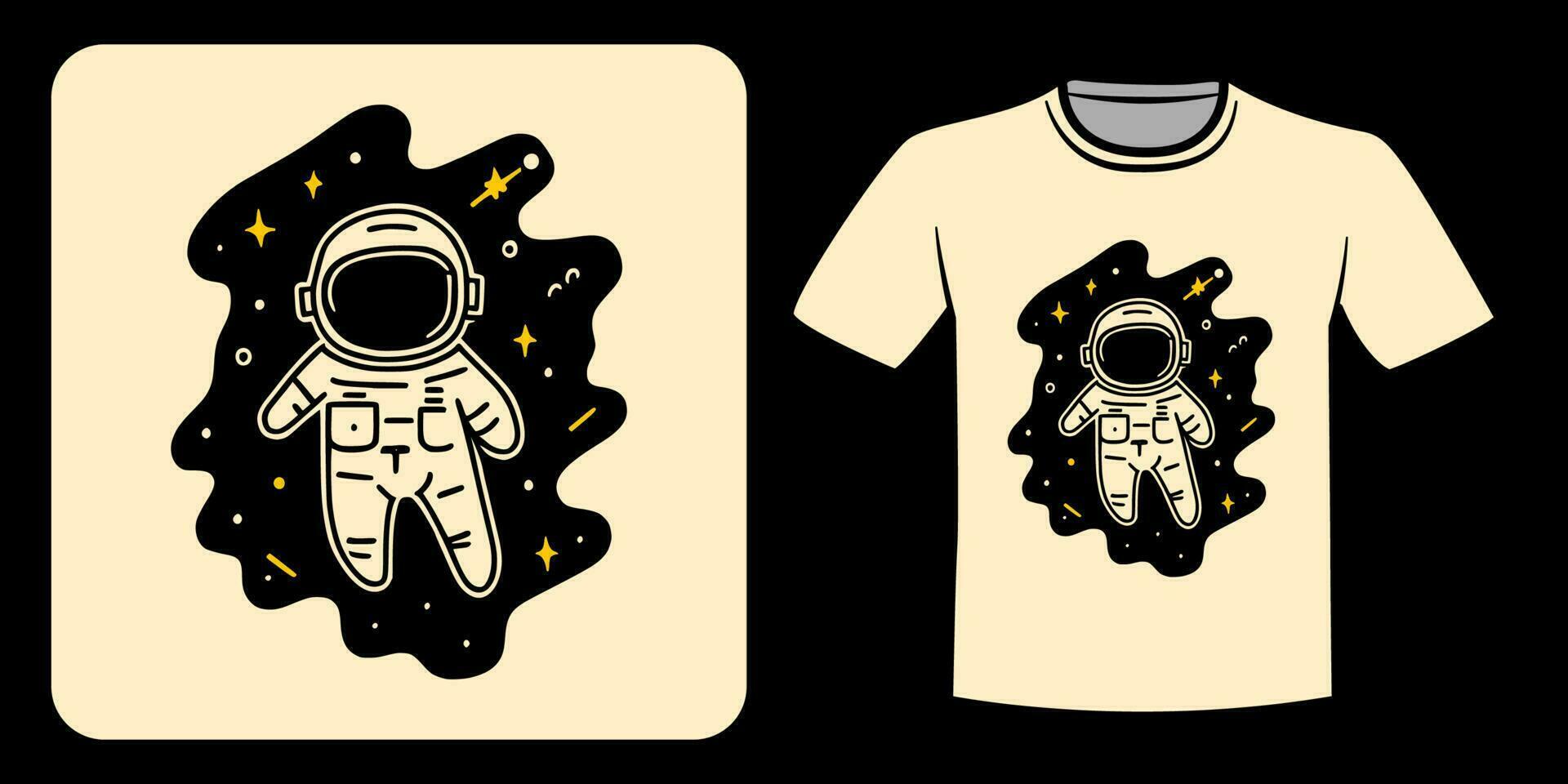 astronaut floating in space for t-shirt design vector