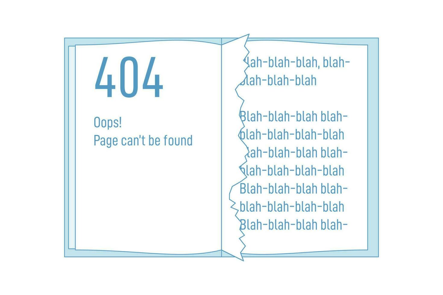 libro o cuaderno con 404 Rasgado fuera página vector