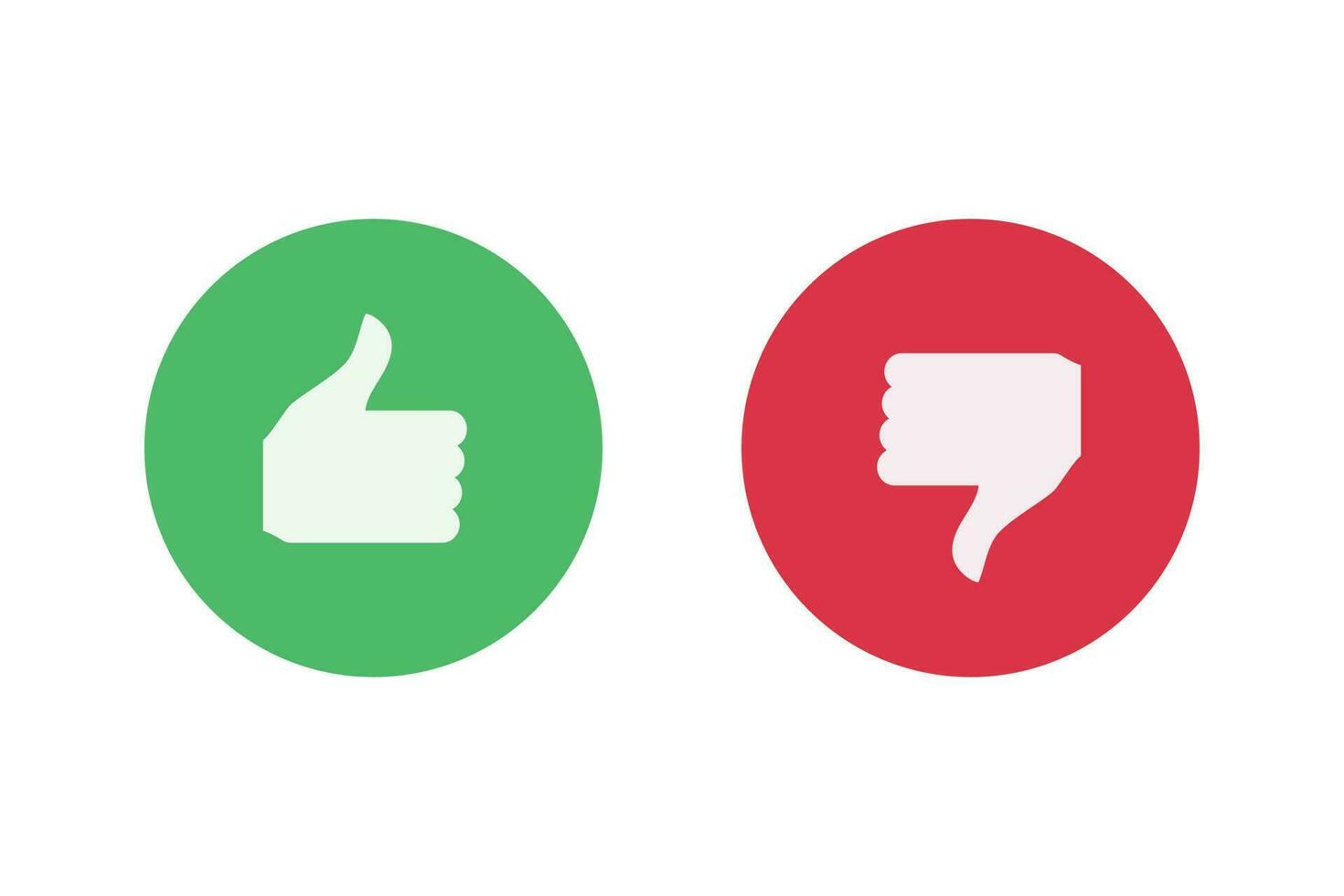 Like and dislike icon inside green and red circle. vector