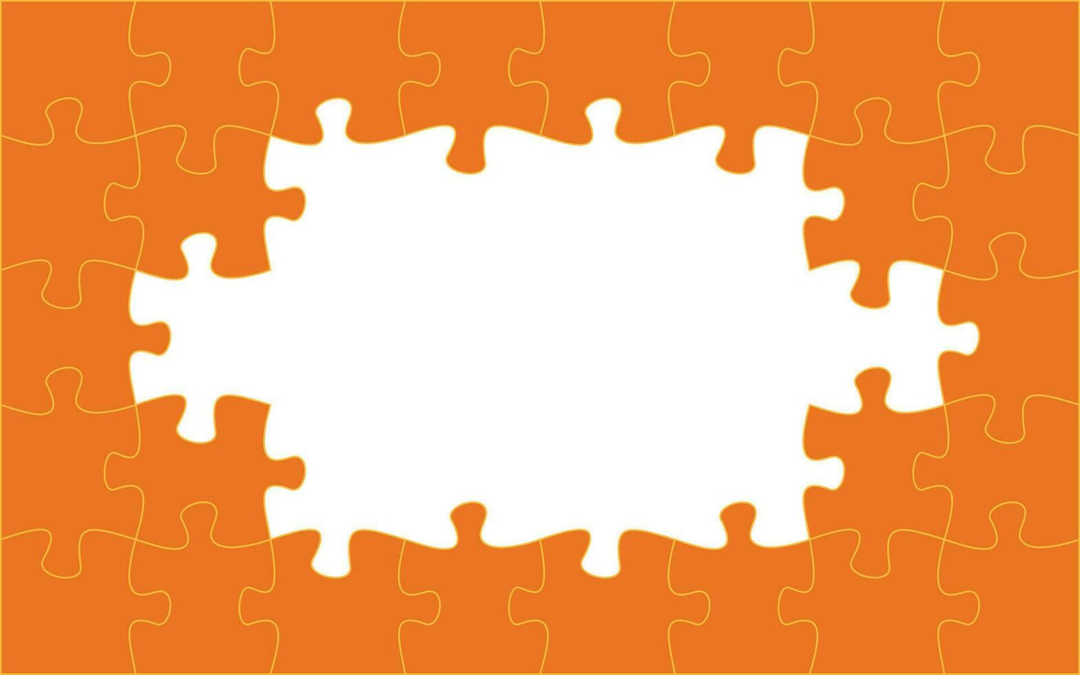 Orange puzzle pieces. Jigsaw frame.  Vector illustration