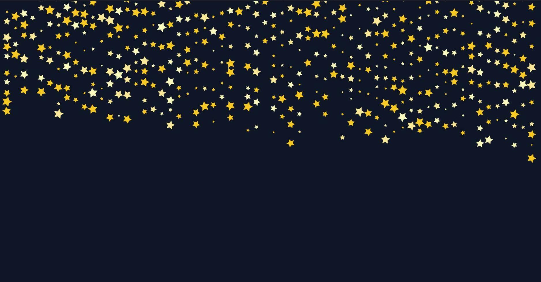 Magic stars on the night sky. Rain of golden stars vector