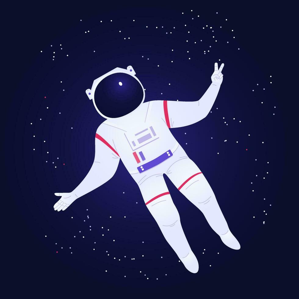 astronauta muestra victoria gesto vector