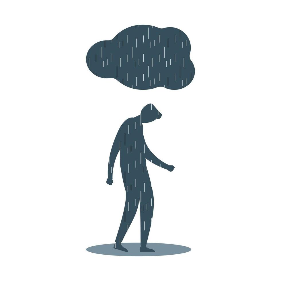 Young man with anxiety and depression illustration vector