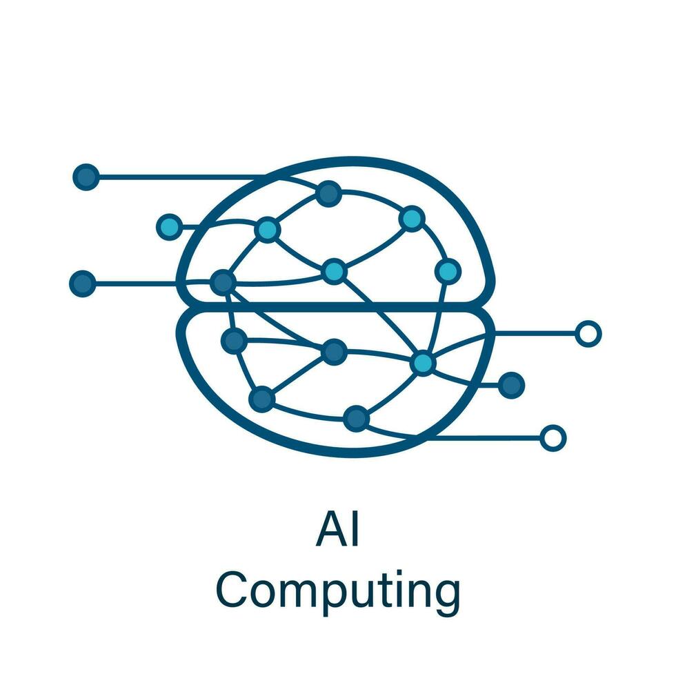 Brain icon with ai neural network inside vector