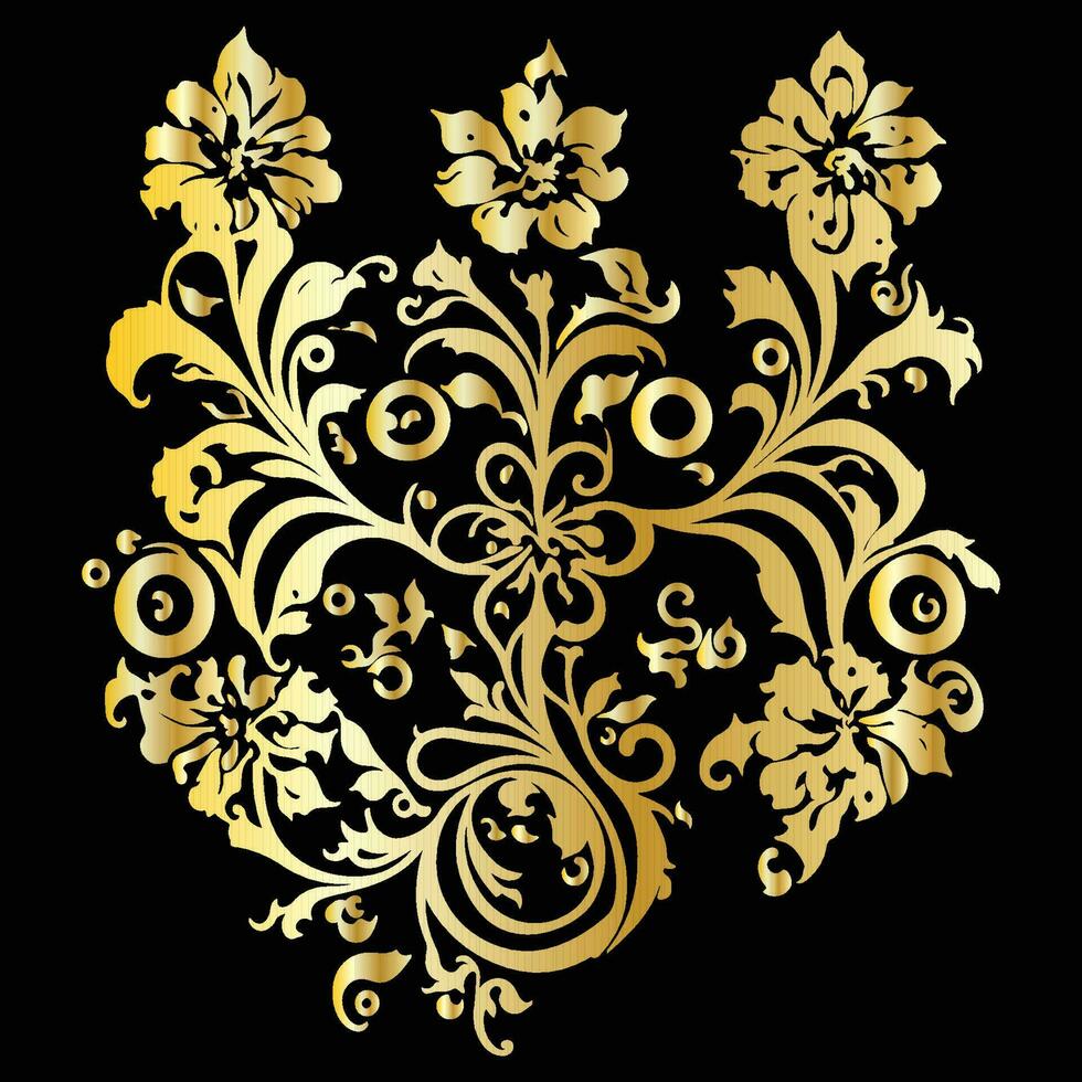 Floral Golden Ornament Vector Art, Golden Floral Ornaments, Floral Decorative Elements Vector