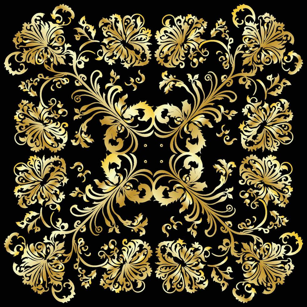 floral dorado ornamento vector arte, dorado floral adornos, floral decorativo elementos vector