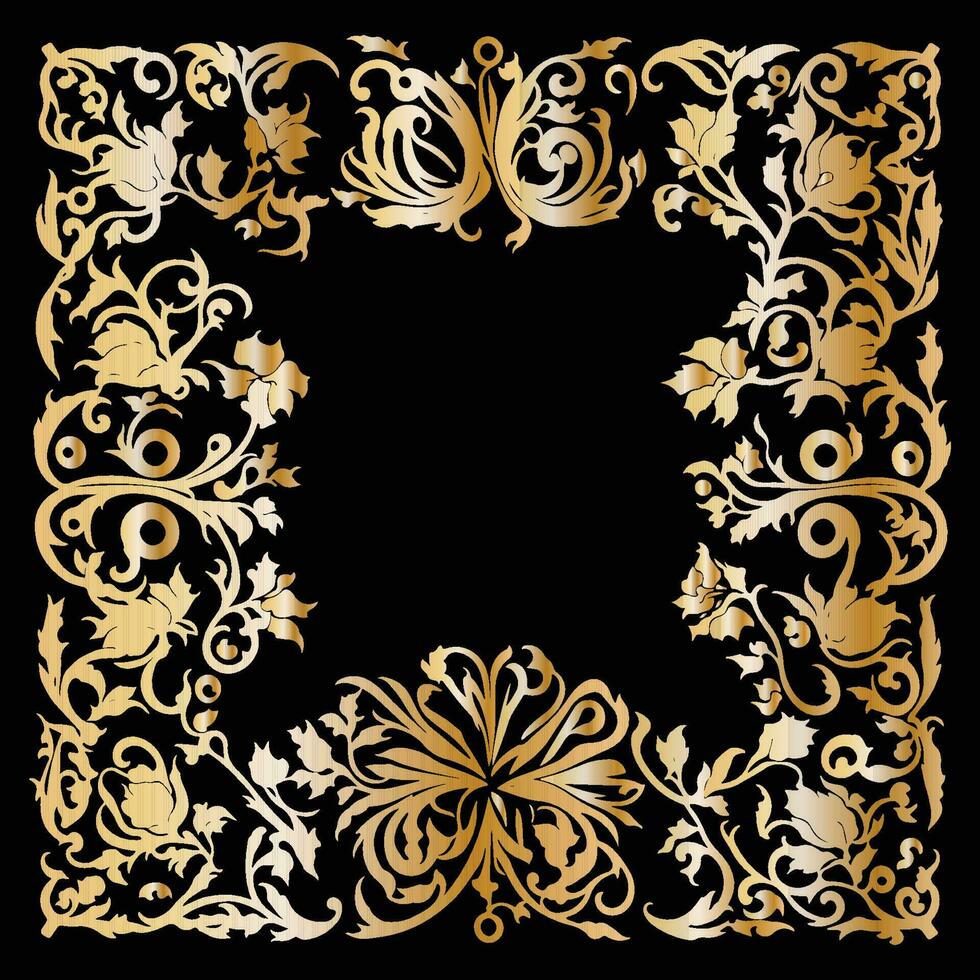 Floral Frame Vector Art, Square Shape Floral Frame design with flowers and leaves vector