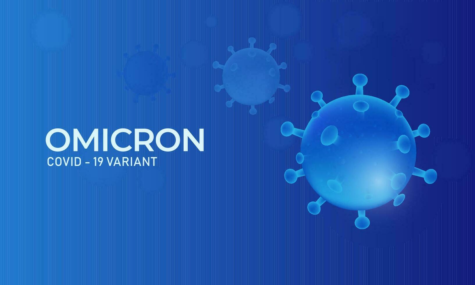 Covid-19 Omicron Variant Banner Design With Glossy Virus Structure On Blue Background. vector