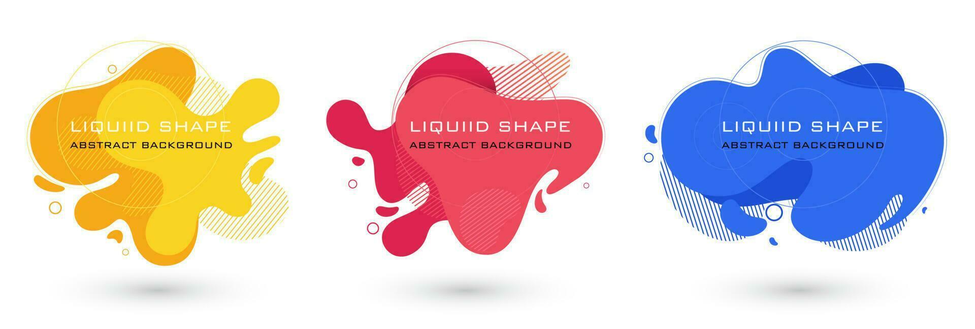 Set of abstract liquid shape graphic elements. Colorful gradient fluid design. Template for presentation, logo, banner. Vector illustration.
