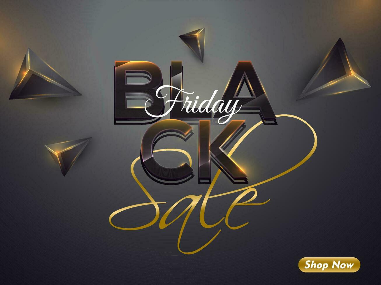 elegante negro rebaja texto decorado con 3d geométrico elementos en gris antecedentes para publicidad concepto. vector