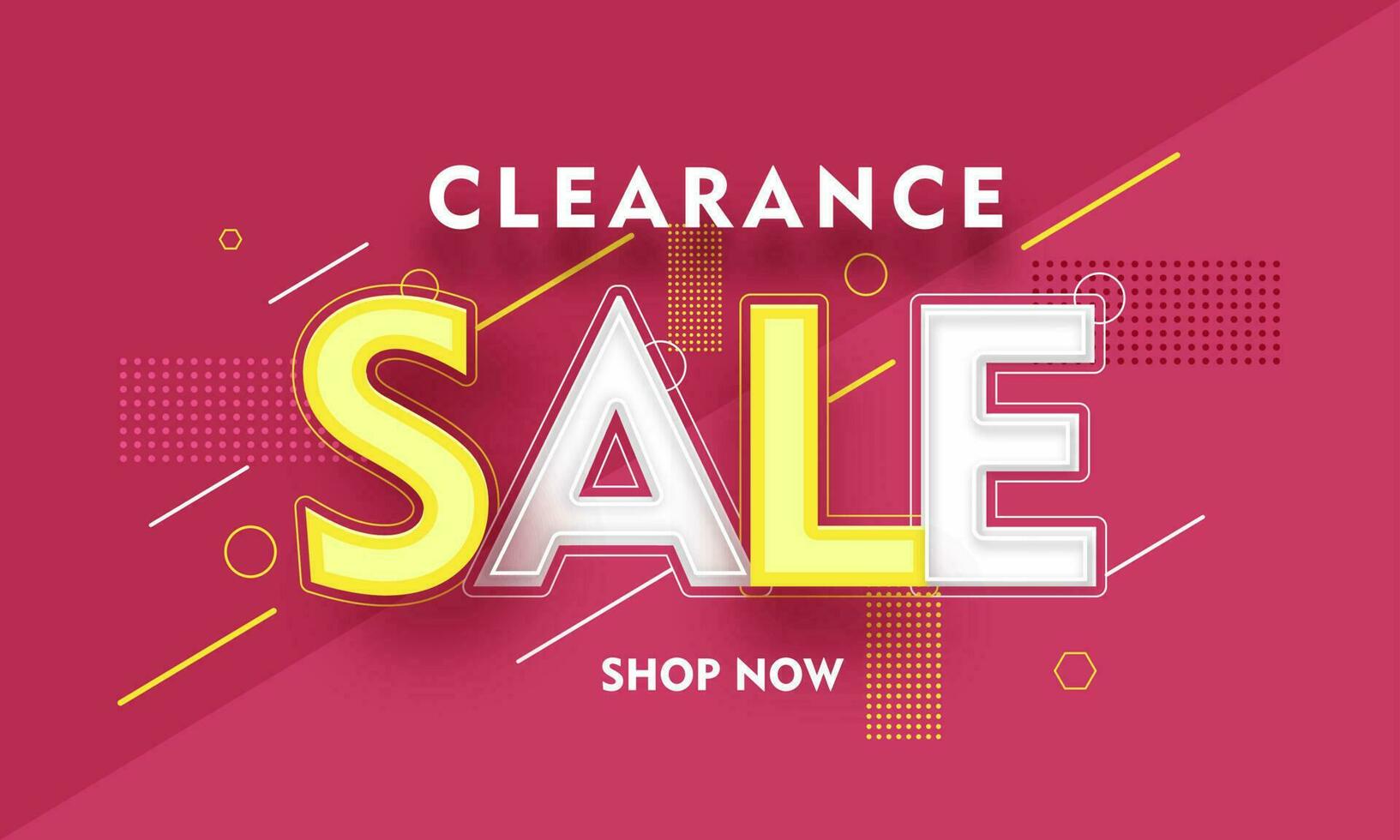 Clearance Sale banner or poster design with abstract elements on pink background. vector
