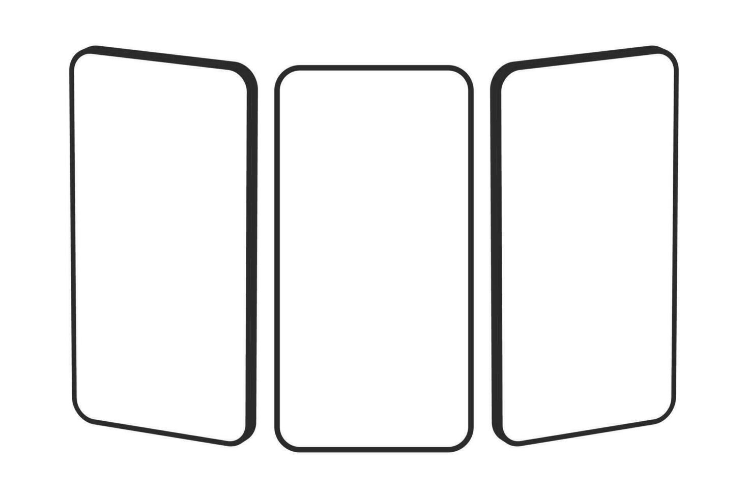 Three frameless cell phone templates on white background. vector