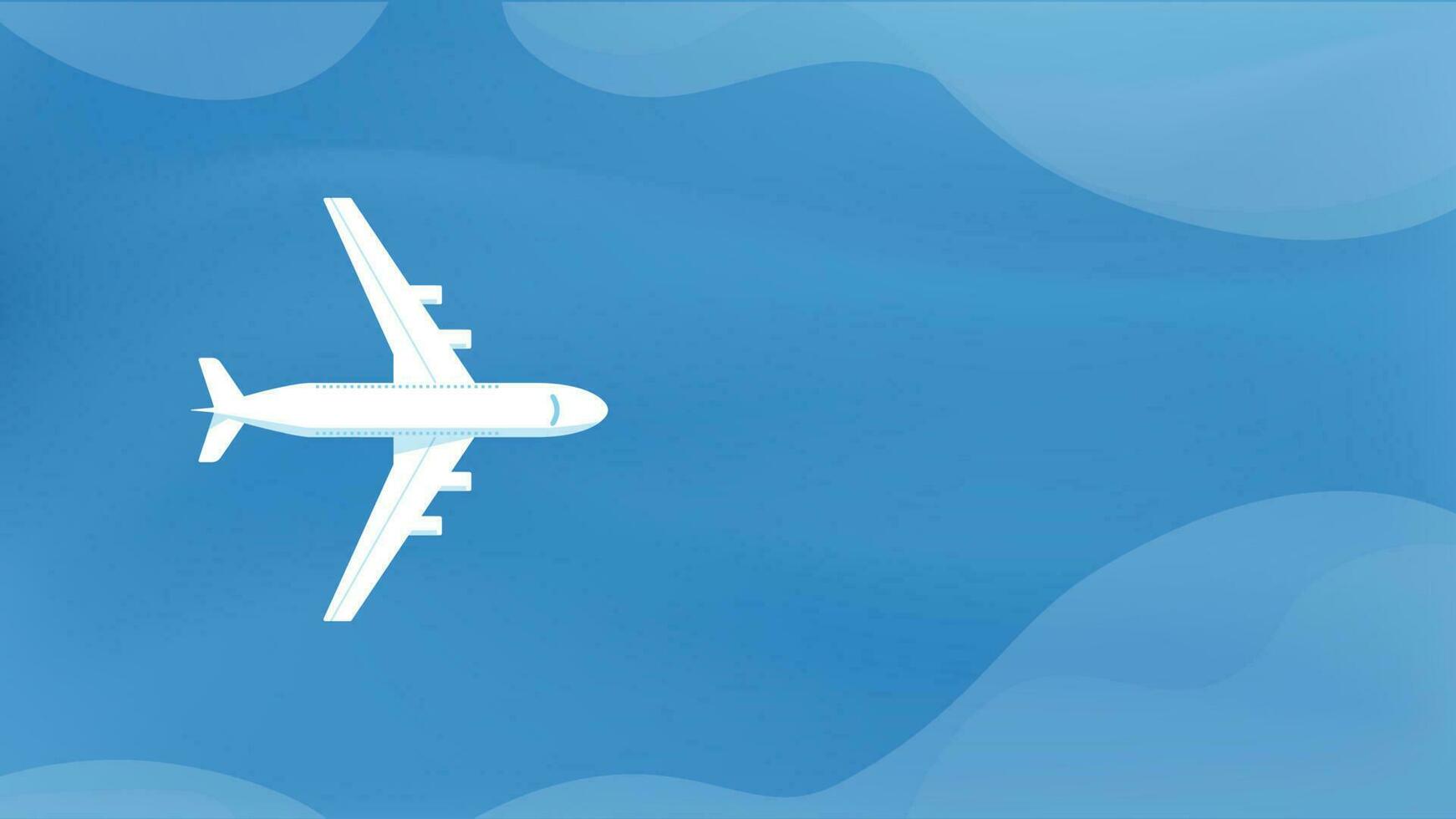 Passenger plane top view flying above the ocean or sea. vector