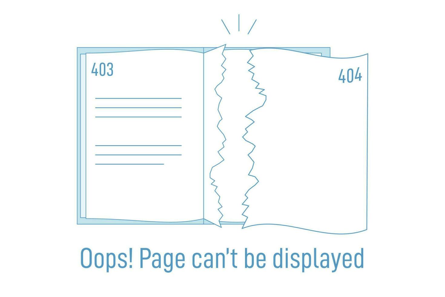 libro o cuaderno con 404 Rasgado fuera página vector