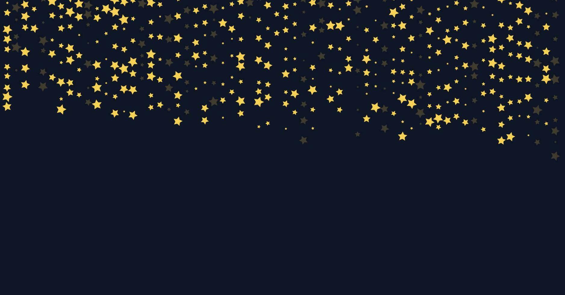 Magic stars on the night sky. Rain of golden stars vector